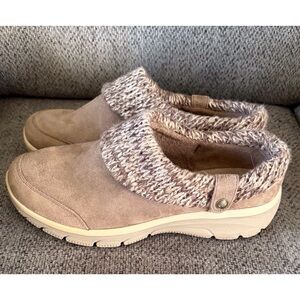 Skechers Tan Sweater Knit-Trim Slide On Shoes Size 11